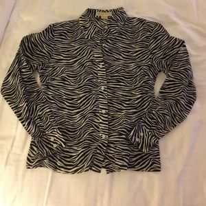 Michael Kors Zebra Print Button Down Top Size: 10